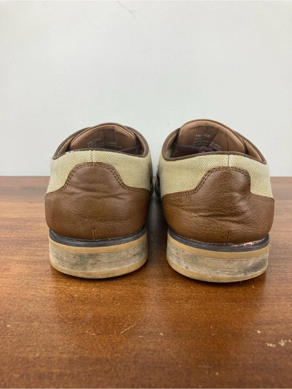 JF J.Ferrar Titus Oxford Dress Shoes Brown Tan Canvas 014-8017 Men’s 11M.